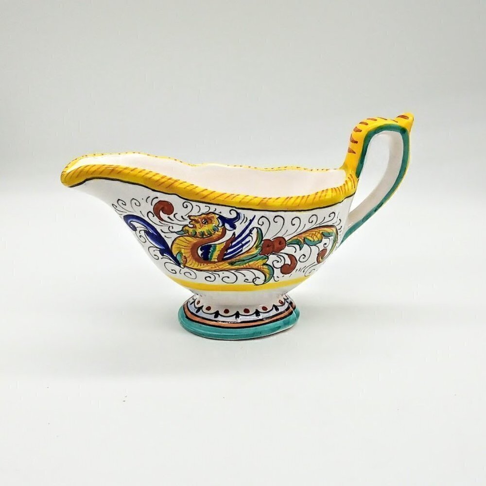 Artistica Raffaellesco Italian Handpainted Ceramic Gravy Sauce Boat - Picture 1 of 8